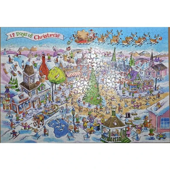 COBBLE HILL Doodletown 1000 Piece Christmas 12 Days of Christmas Jigsaw Puzzle - Picture 7 of 7
